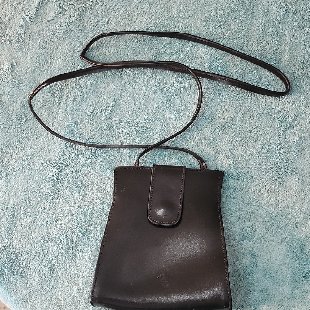 Italian Made Black Leather Crossbody Bag